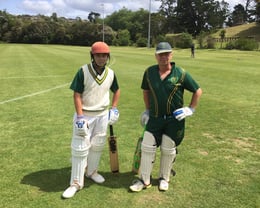 Father and son, David and John Fitzgerald open the bat for 1 Day 2As